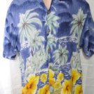 Thumbs Up Sportswear Men's Short Sleeve Shirt Hawaiian Camp Blue Palms Large