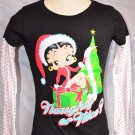 Betty Boop Naughty or Nice Junior Christmas T-Shirt Black S M L