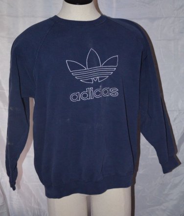Adidas Logo Crew Neck Sweatshirt Size Large Navy Blue Made in USA