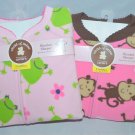 Carter Toddler Size 3 Girl Pink Blanket Sleepers Pajamas Frog Monkey Lot of 2
