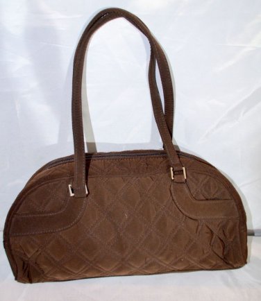 Vera Bradley Dark Brown Quilted Microfiber Handbag Purse Baguette
