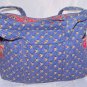 VERA BRADLEY Retired Large Duffle Bag 16 x 12 Blue Yellow Flowers