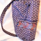 Vera Bradley Drawstring Backpack Backsack Book Bag Navy Blue