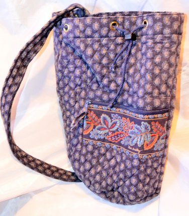 Vera Bradley Drawstring Backpack Backsack Book Bag Navy Blue