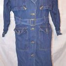 Vintage Denim Jeans Jacket Long Duster Coat Womens Cowboy Trucker Petite 10 Blue