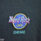 Hard Rock Cafe CHICAGO Mens Black Cotton Embroidered Short Sleeve Polo Shirt L