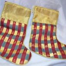 Christmas Tree Shiny Fabric Stocking Lot of 2 NEW Great Gift 18"