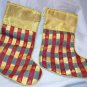Christmas Tree Shiny Fabric Stocking Lot of 2 NEW Great Gift 18"