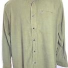 Marshall Fields Heavy Polyester Long Sleeved Mens Button Up Shirt Large Green