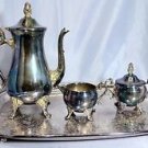 Vintage Newport Gorham YB1056 Silverplate Tea Coffee Set Floral