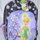 Tinker Bell Dual Compartment Backpack Black Purple with Flowers and Butterfly