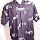 American Biker Button Front Shirt Size XL 100% Polyester Purple Motorcycle