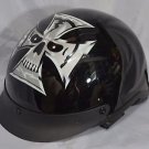 Adult Motorcycle Half Helmet Beenie Large SKULL by EXL Black DOT FMVSS 218