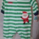 Carter's Child of Mine Green Striped Fleece SANTA'S HELPER Sleep Play 0-3 Months
