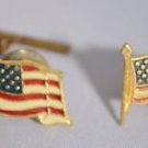 Vintage PATRIOTIC Goldtone AMERICAN FLAG Tie Tac and Lapel Pin