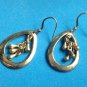 PRETTY DANGLING HANGING GOLD TONE PIERCED EARRINGS 1 5/8" X 3/4", UNUSUAL DESIGN