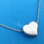 PRETTY SATIN FINISH SILVER TONE 1/2" X 1/2" HEART NECKLACE ON DOTTED 15" CHAIN