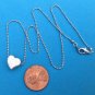 PRETTY SATIN FINISH SILVER TONE 1/2" X 1/2" HEART NECKLACE ON DOTTED 15" CHAIN