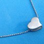 PRETTY SATIN FINISH SILVER TONE 1/2" X 1/2" HEART NECKLACE ON DOTTED 15" CHAIN