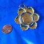 LARGE CUT METAL GOLD OVER STERLING SILVER PENDANT. PRETTY FLOWER DESIGN