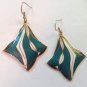 2 1/2" X 1 1/2" CLOISONNÉ DANGLE HANGING PIERCED EARRINGS. VERY PRETTY !