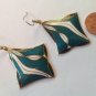 2 1/2" X 1 1/2" CLOISONNÉ DANGLE HANGING PIERCED EARRINGS. VERY PRETTY !