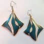 2 1/2" X 1 1/2" CLOISONNÉ DANGLE HANGING PIERCED EARRINGS. VERY PRETTY !