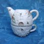 RETIRED NATUREWOOD INDIVIDUAL TEAPOT AND TEA CUP - MISSING TOP
