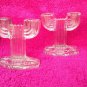 VINTAGE CACTUS STYLE CLEAR DEPRESSION GLASS CANDLE HOLDERS CANDLE STICKS
