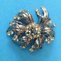 BIG DRAMATIC DEEP GRAY & CLEAR RHINESTONE PIN 2 1/2" x 2". EYE CATCHING !!