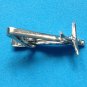 VINTAGE SILVER TONE FLYING AIR PLANE TIE BAR CLASP 1 5/8" X 3/4"