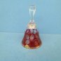 VINTAGE ETCHED CRANBERRY GLASS BOHEMIAN BELL CZECHOSLOVAKIA 6" X 3 1/2" DIAMETER