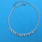 VINTAGE CLEAR AND ICE BLUE RHINESTONE NECKLACE UP TO 15 1/2" LONG