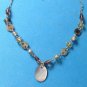 NATURE TONES ABALONE, GLASS BEADS & DULL GOLD TONE CHAIN NECKLACE UP TO 17.5"