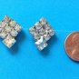 VINTAGE RHINESTONES IN SILVER TONE SCREW ON EARRINGS 7/8" X 3/4" STONES INTACT