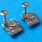 VINTAGE RHINESTONES IN SILVER TONE SCREW ON EARRINGS 7/8" X 3/4" STONES INTACT