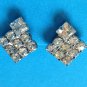 VINTAGE RHINESTONES IN SILVER TONE SCREW ON EARRINGS 7/8" X 3/4" STONES INTACT