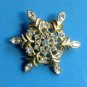 SPARKLING RHINESTONE AND GOLD TONE SNOWFLAKE PIN @2" X2"