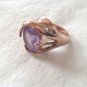 BIG BOLD FUN COSTUME AMETHYST IN GOLD TONE MODERN DESIGN RING SIZE 9