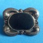 VINTAGE ARTIST MADE SILVER TONE BLACK STONE PIN PRIMITIVE 1 5/8" X 1 1/8"