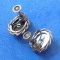 UNMARKED SILVER SETTING BLACK STONE & RHINESTONE SCREW ON EARRINGS 3/4" X 5/8"