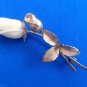 VINTAGE ANTIQUE GOLD FILL CARVED FAUX IVORY ROSE PIN - BEAUTIFUL !!