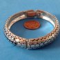 2 SIDED TEXTURED SILVER & BLACK ENAMEL HINGED BANGLE BRACELET .5"TH. 2" X 2.5"w