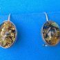 STERLING SILVER & CRACKLED TOPAZ COLORED STONE DANGLING PIERCED EARRINGS