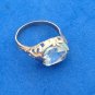 VINTAGE UNMARKED SILVER TONE WITH LIGHT AQUA COLORED STONE COSTUME RING SIZE 6