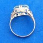 VINTAGE UNMARKED SILVER TONE WITH LIGHT AQUA COLORED STONE COSTUME RING SIZE 6