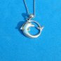 STERLING SILVER DOLPHIN PENDANT 3/4" DIAMETER ON AN 18.5" STERLING CHAIN NECKLACE