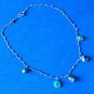 DELICATE STERLING SILVER & TURQUOISE DANGLING BEAD NECKLACE 15" LONG
