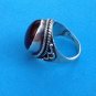 STERLING SILVER & LARGE DEEP BROWN STONE RING SIZE 6