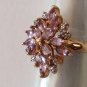 FANCY STERLING SILVER GOLD OVERLAY AMETHYST CLEAR STONE RING SIZE 7, 1" HIGH